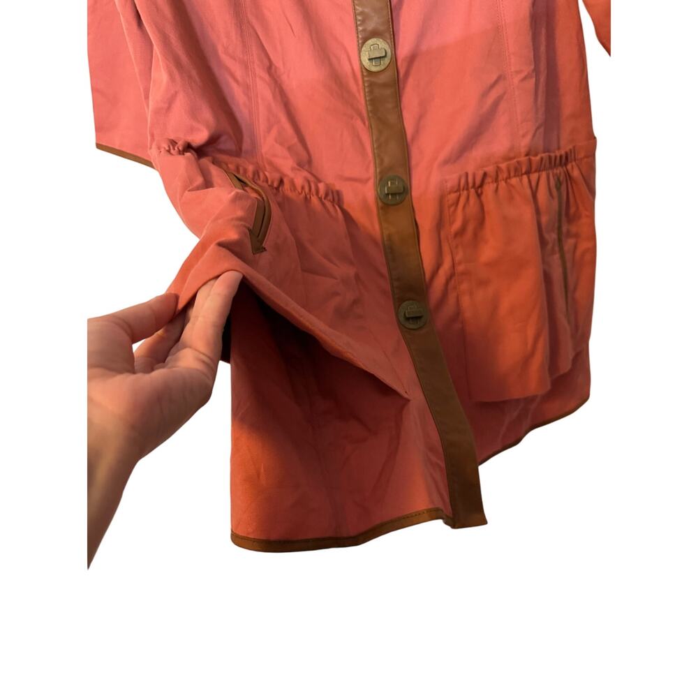 NWOT TIBI CORAL COTTON BLEND LEATHER TRIM BUTTON UP JACKET - Picture 6 of 12